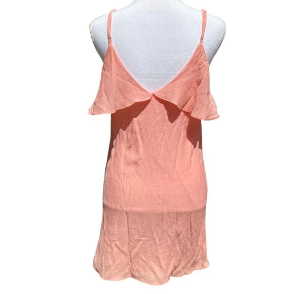 Floral Embroidered Prairie Collar Beach Coastal Pink Dress Sml Chiffon Sun Dress - Picture 3 of 8